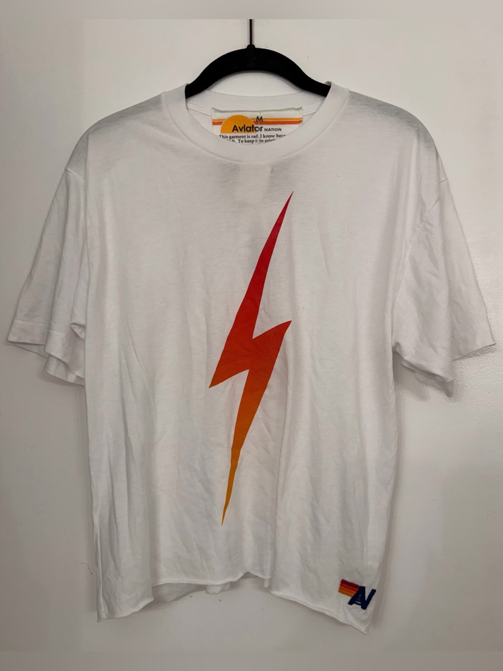 Aviator Nation Bolt Fade Boyfriend Tee White Size Medium